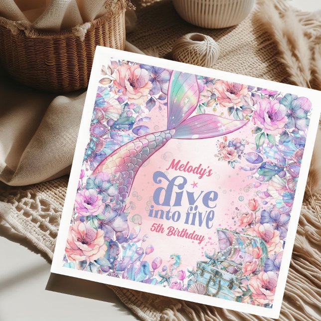 Dyk in i Five Flower Glitter Mermaid Tail  Pappersservett (Skapare uppladdad)