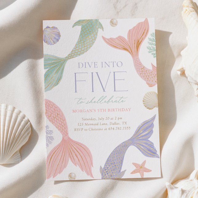 Dyk in i Five Mermaid 5-årsfest Inbjudningar (Skapare uppladdad)
