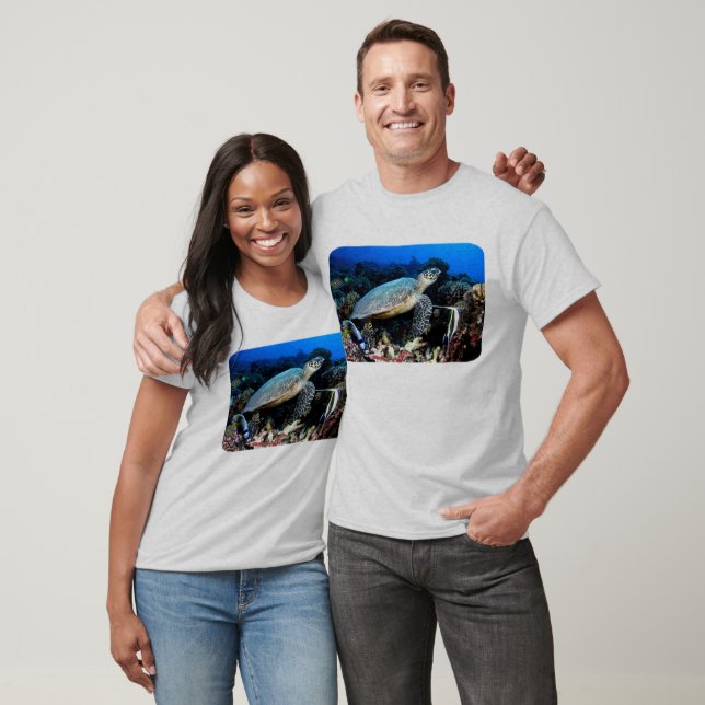 Dyk med sköldpadda och fisk t-shirt (Unisex)
