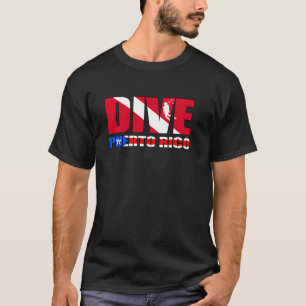 Dyk Puerto Rico PR Flag Scuba Dykare Design T Shirt