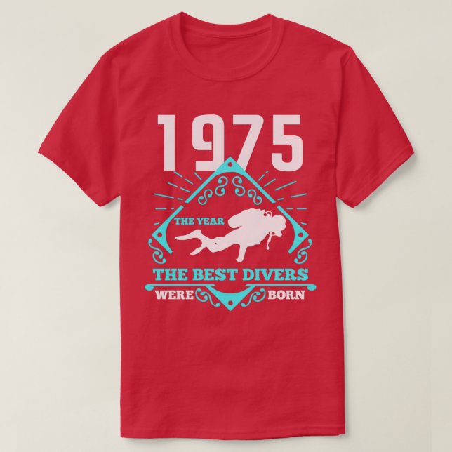 Dyka 1975 Födelsedag nuvarande Diver Gift T Shirt (Design framsida)