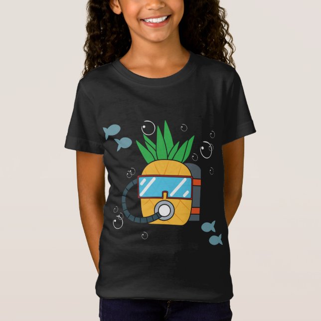 Dyka Ananas Frukt Marin Diver Aquatic T Shirt (Framsida)