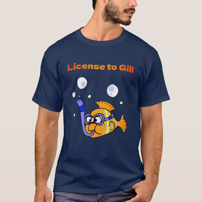 Dyka av roligt - fiskpun-design t shirt (Framsida)