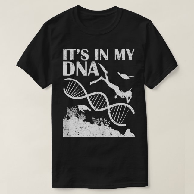 Dyka Dess i mitt DNA-funny Diver Snorkeling T Shirt (Design framsida)