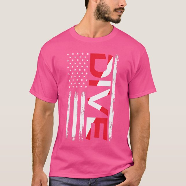 Dyka Dive American Flagga Diver Diving Diving Flag T Shirt (Framsida)