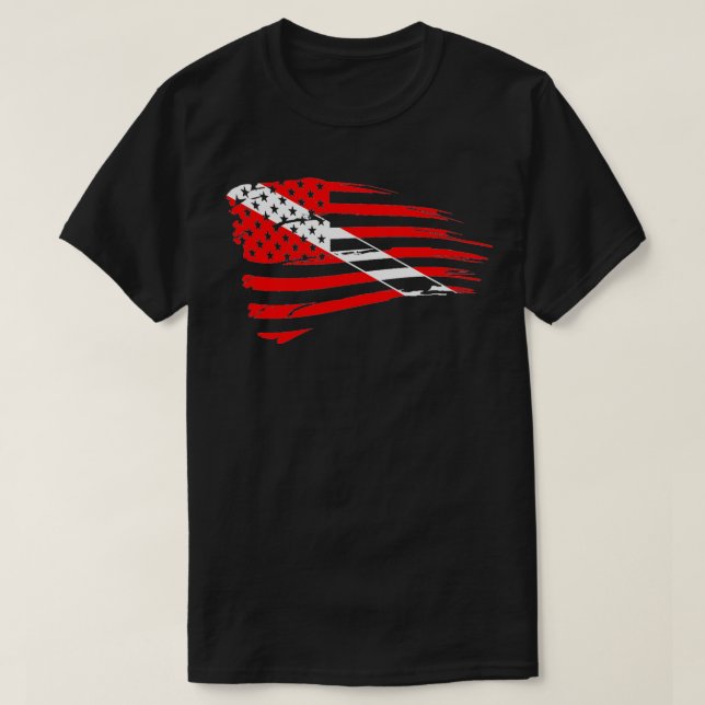 Dyka Dive Flagga Patriotic T Shirt (Design framsida)