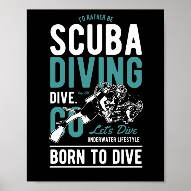 Dyka Dive Undervattenslivsstil Born Dive Poster (Framsidan)