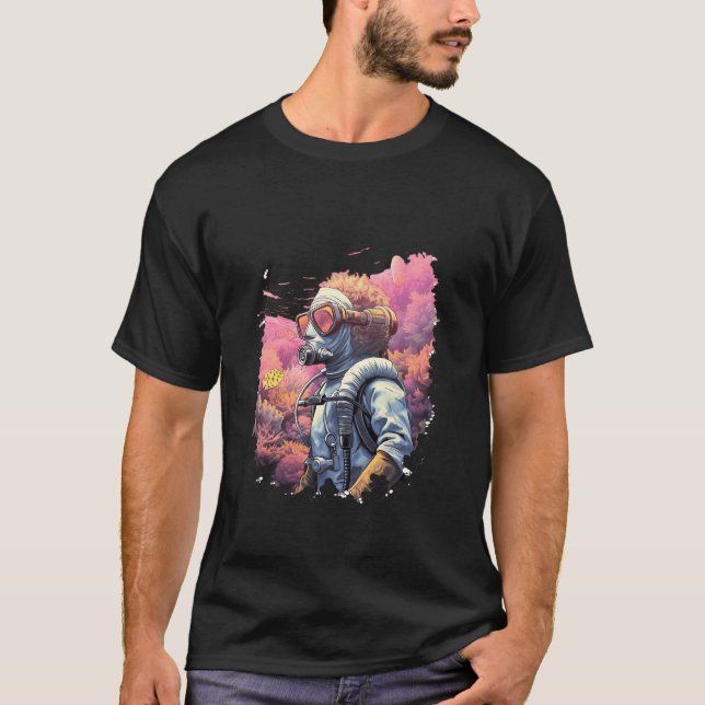 Dyka Diver Coral Reefs under Sea Ocea T Shirt (Framsida)