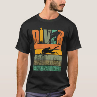 Dyka Diver för vacker Retro-Vintage T Shirt