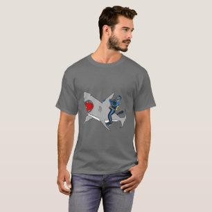 Dyka Diver Riding a Underbarare White Shark T Shirt