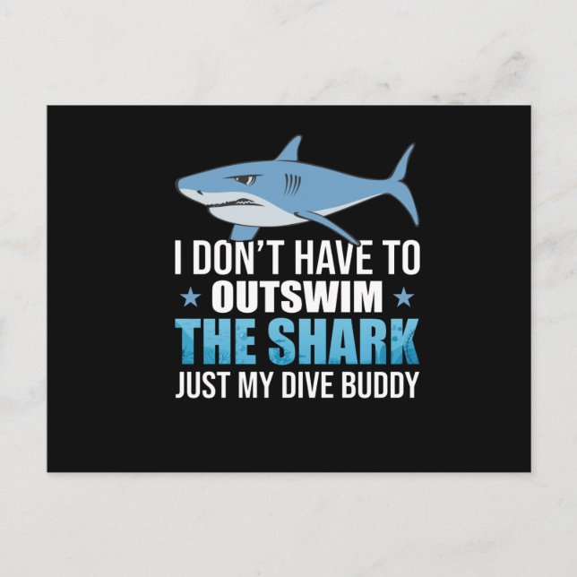 dyka Diver Shark Dive Ocean Vykort (Framsida)