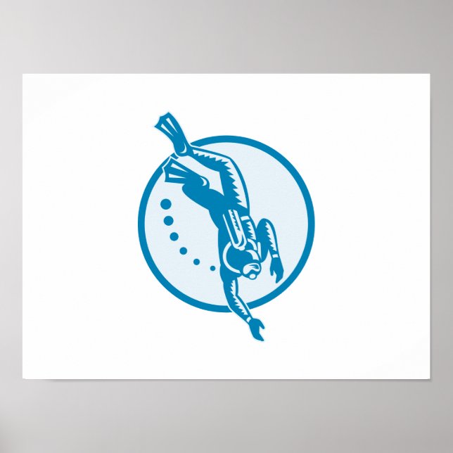 dyka, dykare, dykning, dykning, undervatten, simni poster (Framsidan)