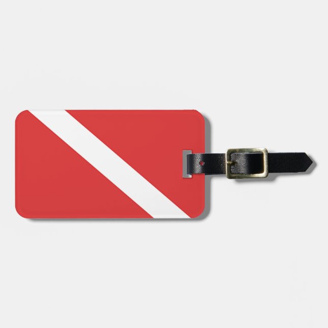 dyka Flagga - Divers Emblem Red White Bagagebricka (Horisontell Framsida)