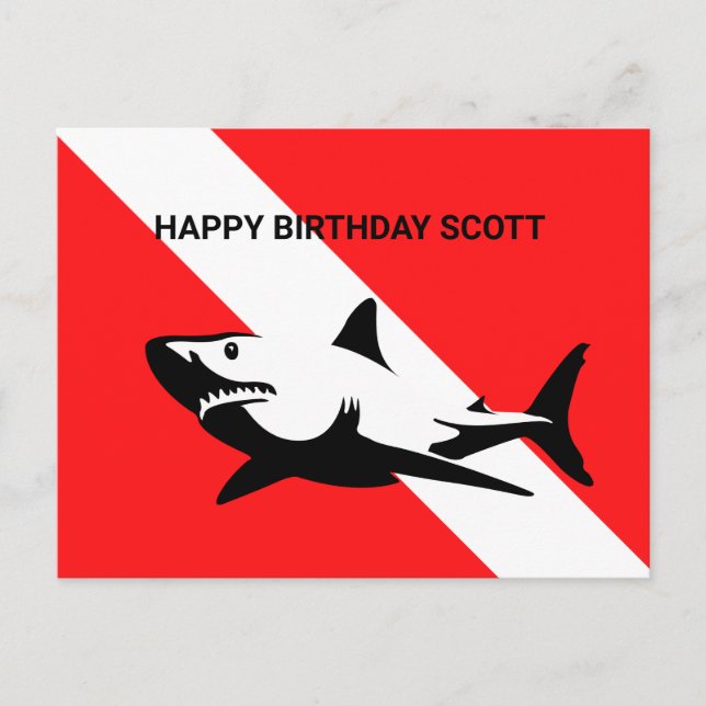 Dyka Flagga och Shark Birthday Vykort (Framsida)