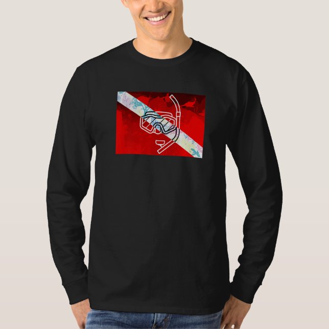 Dyka Flagga Snorkel Dive Mask Scuba Diver Sn T Shirt (Framsida)