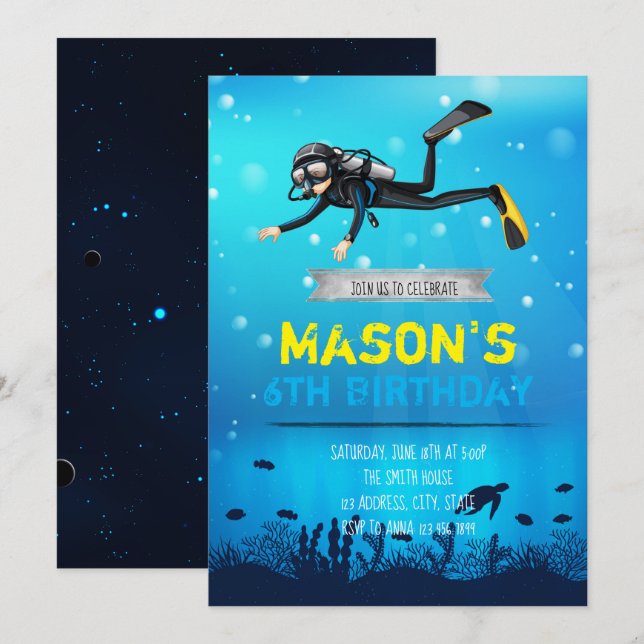 Dyka Födelsedagsfest inbjudan (Fram/baksida)