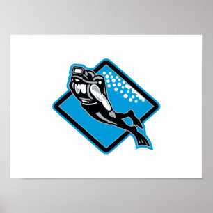 Dyka för Scubadykare som är retro Poster