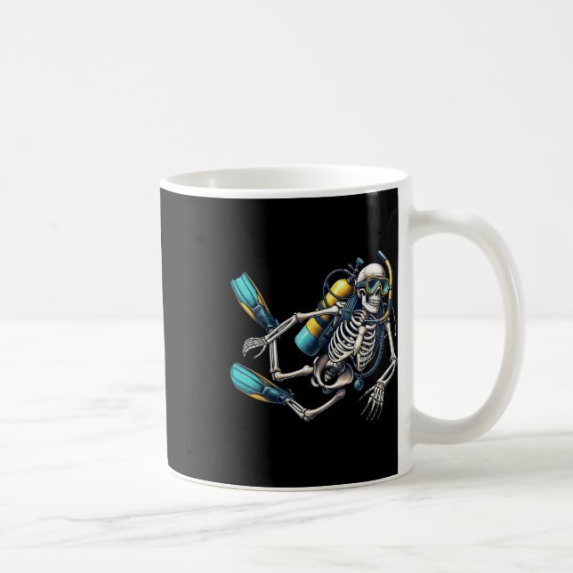 Dyka Halloween Skeleton Scuba Diver Kaffemugg (Höger)