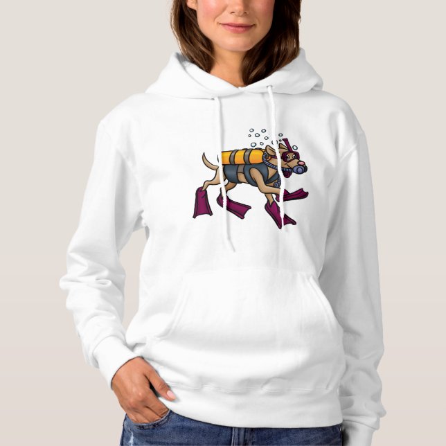 Dyka Hund Womens Hoodie T Shirt (Framsida)
