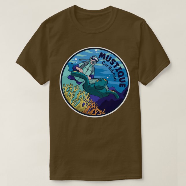 Dyka i Mustique Västindien T Shirt (Design framsida)