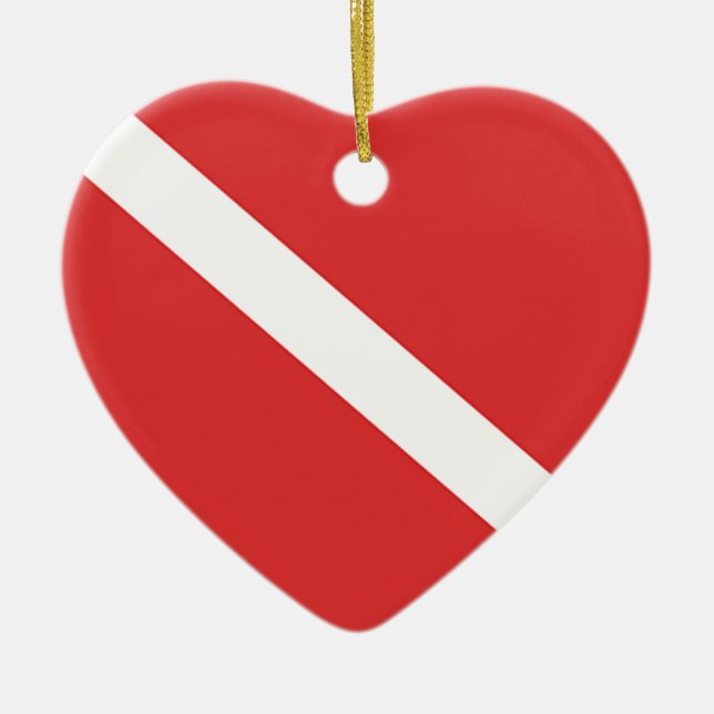 dyka Logotyp- Divers rödvita Flagga Julgransprydnad Keramik (Framsidan)