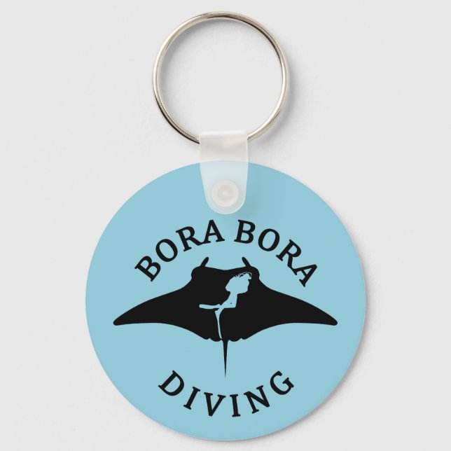 Dyka med Manta-rutor vid Bora Bora Nyckelring (Framsida)