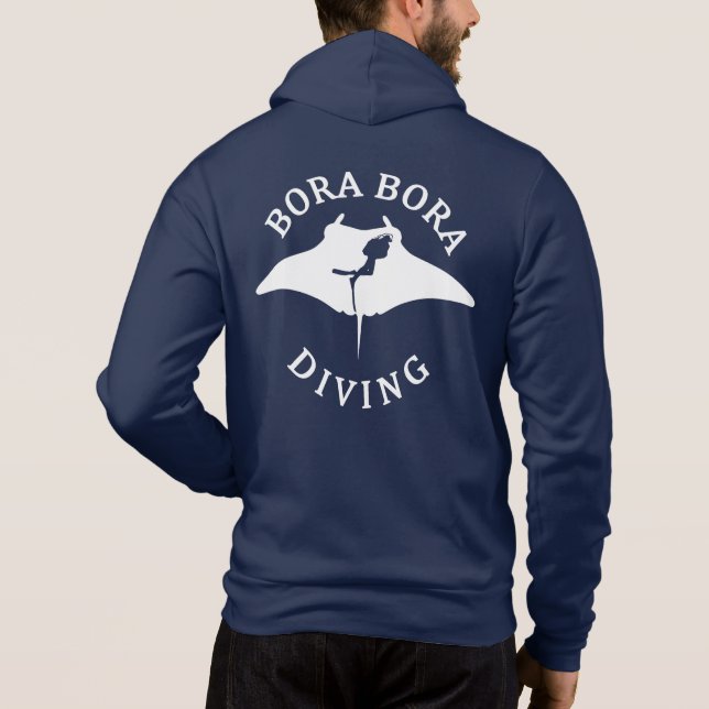 Dyka med Manta-rutor vid Bora Bora T Shirt (Baksida)
