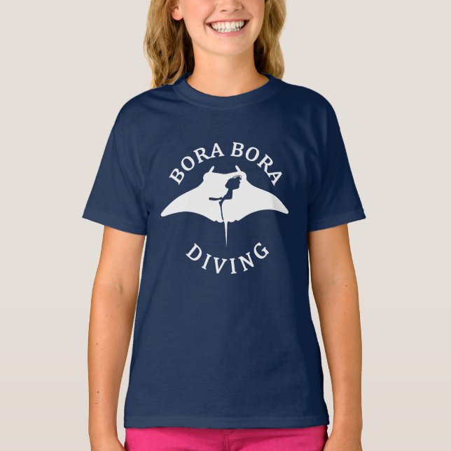 Dyka med Manta-rutor vid Bora Bora T Shirt (Framsida)