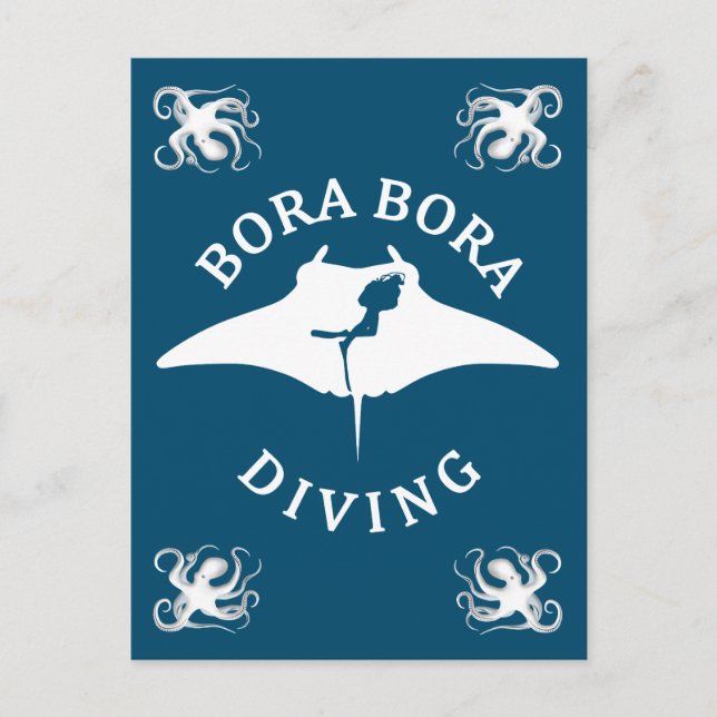 Dyka med Manta-rutor vid Bora Bora Vykort (Framsida)