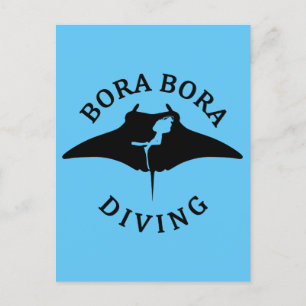 Dyka med Manta-rutor vid Bora Bora Vykort