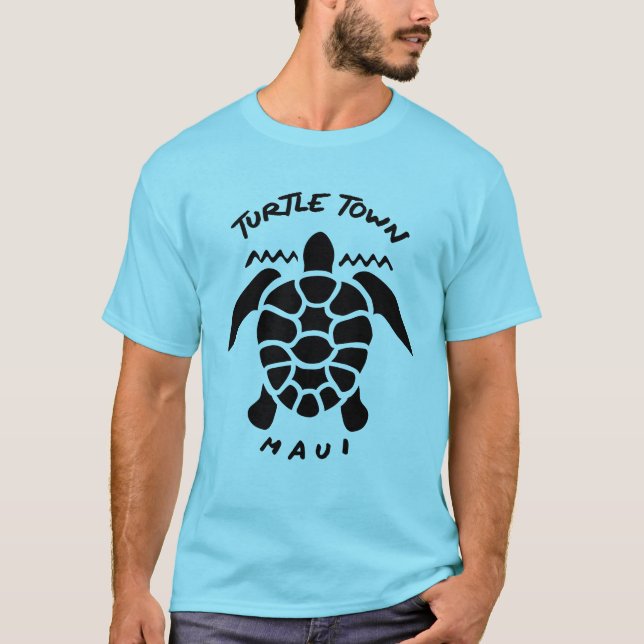 Dyka med Sea Turtles - Turtle Town Maui T Shirt (Framsida)