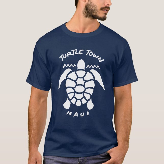 Dyka med Sea Turtles - Turtle Town Maui T Shirt (Framsida)