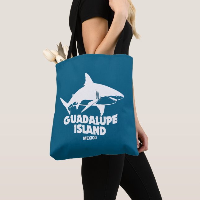 Dyka med Sharks Guadalupe Island Tygkasse (Närbild)
