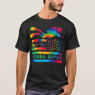 Dyka Scuba Diver American Flagga Tie Dye Oce T Shirt