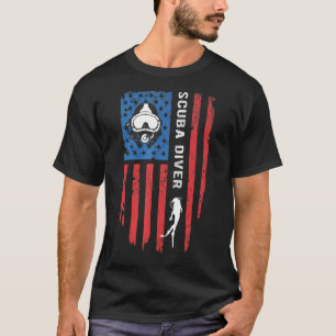Dyka Scuba Diver American Flagga USA flagga T Shirt