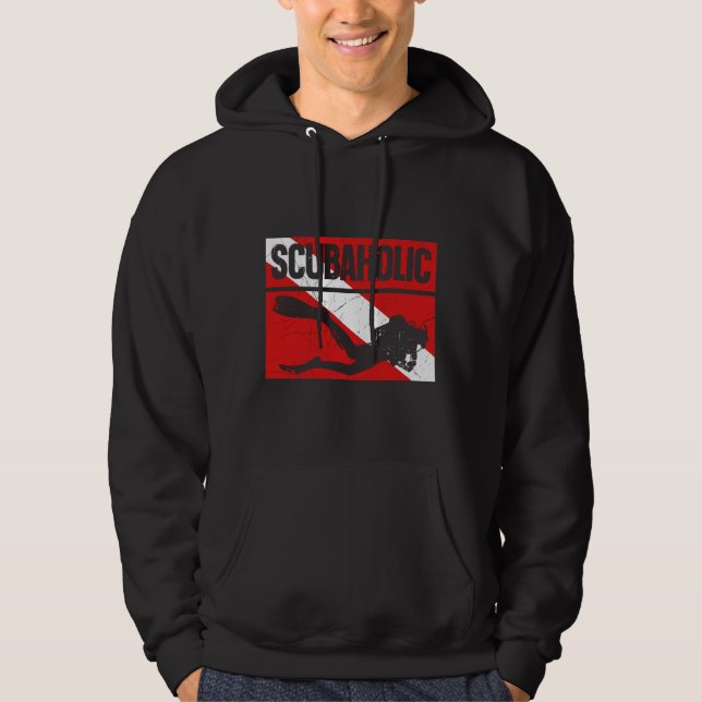 Dyka Scuba Diver Skubahove Flagga Hoodie (Framsida)