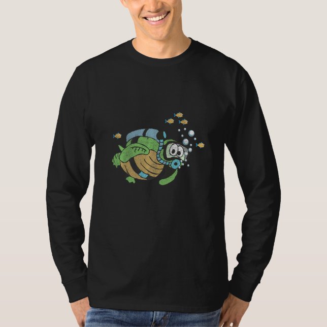 Dyka Snorkeling Turtle Fish Tortoise Ocean T Shirt (Framsida)