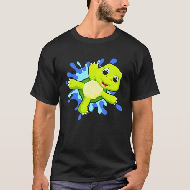 Dyka Turtle Diving Diver Ocean 1 T Shirt (Framsida)