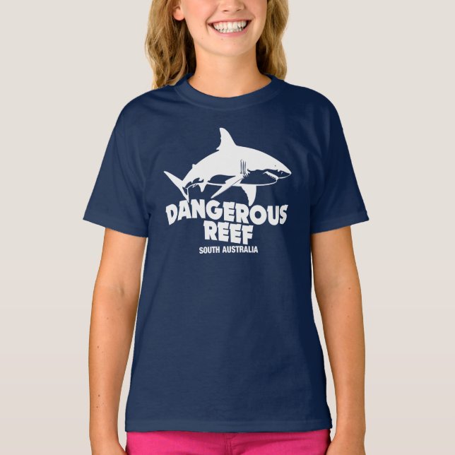 Dyka Underbara vithajar - Farligt rev T Shirt (Framsida)
