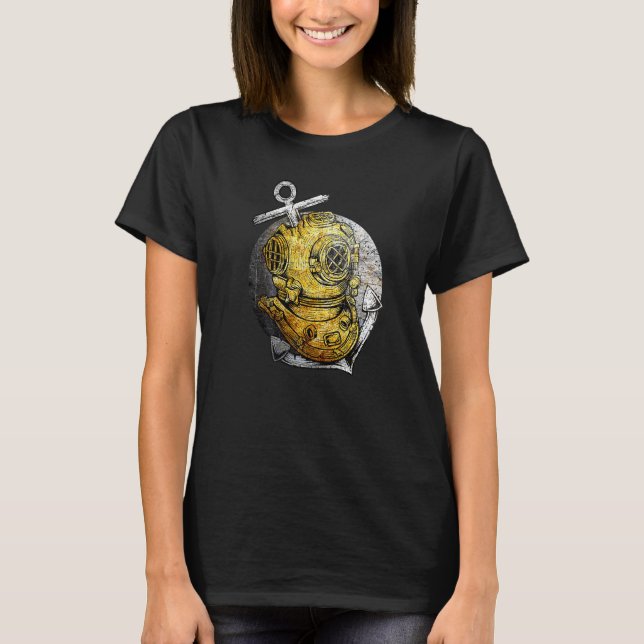 Dyka Vintage Helmet Diver T Shirt (Framsida)