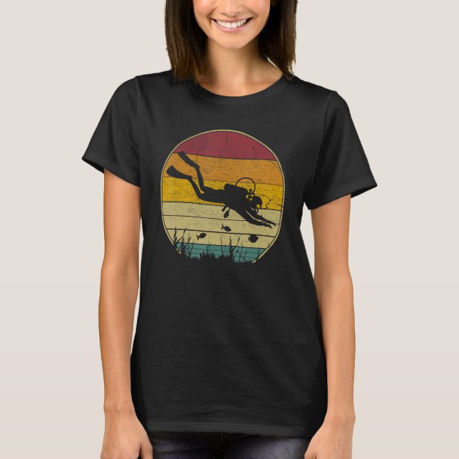 Dykan vintage Retro Ocean Scuba Diver T Shirt (Framsida)
