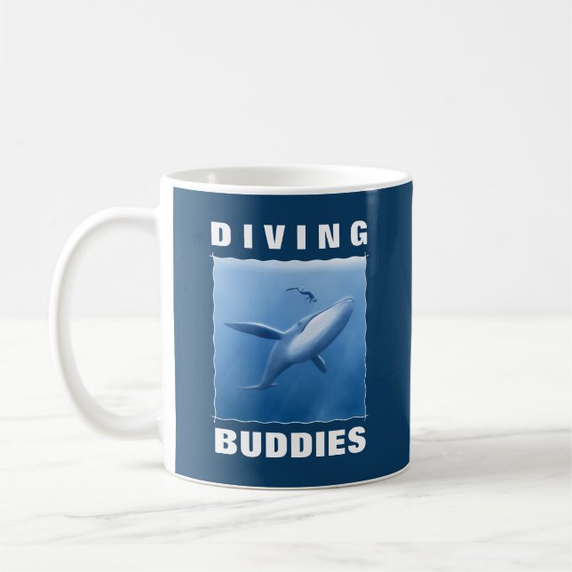 Dykande buddister - dykare och val kaffemugg (Vänster)