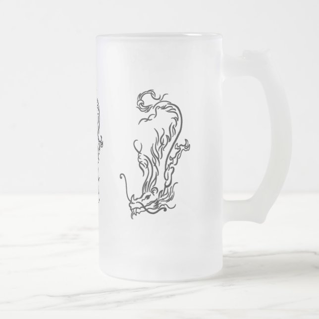 Dykande Drak Frostat Glas Stein Ölglas (Höger)