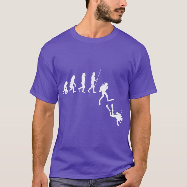 Dykande Evolution Rolig Scuba Dykare Oceanliv Evol T Shirt (Framsida)