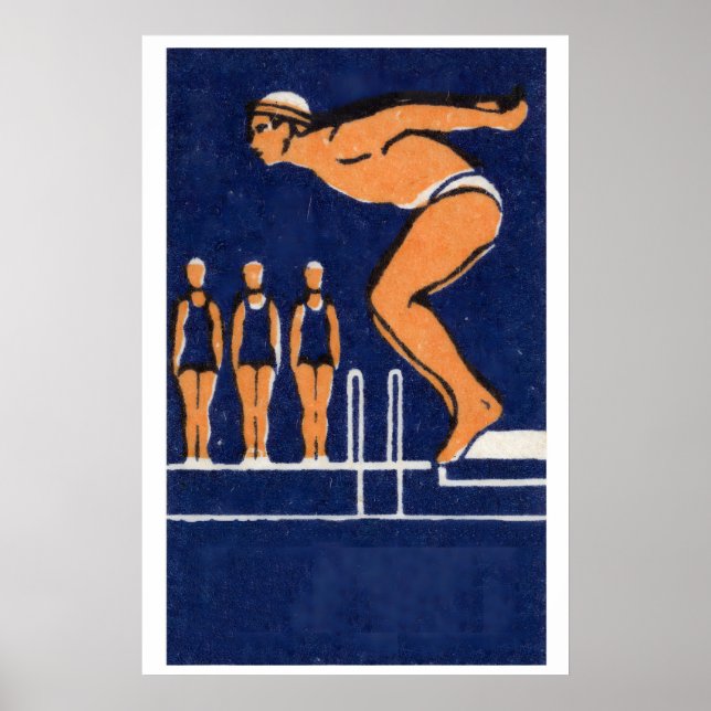 Dykande man - Matchboxtryck - Estetisk väggkonst (Framsidan)