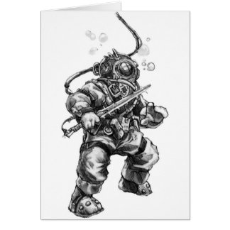 Dykare för djupt hav hälsningskort