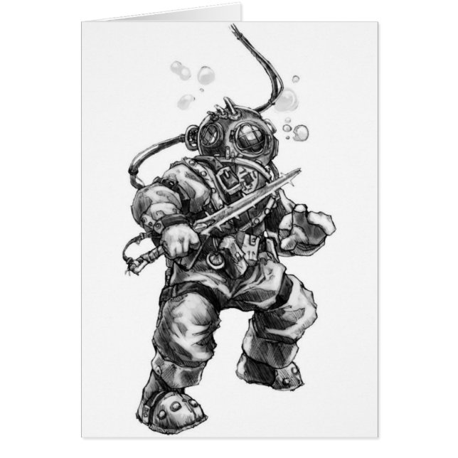 Dykare för djupt hav hälsningskort (Framsidan)