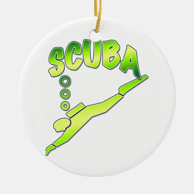 Dykare för Scuba #2 Julgransprydnad Keramik (Framsidan)