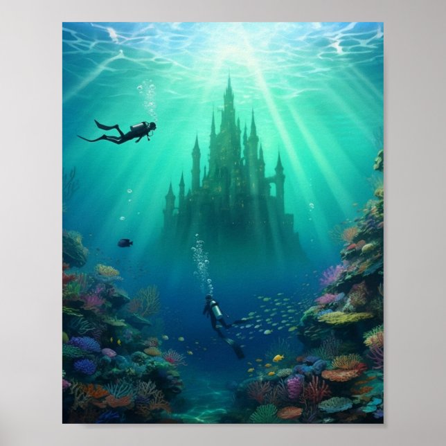 Dykare hittar ett övergivet slott poster (Framsidan)