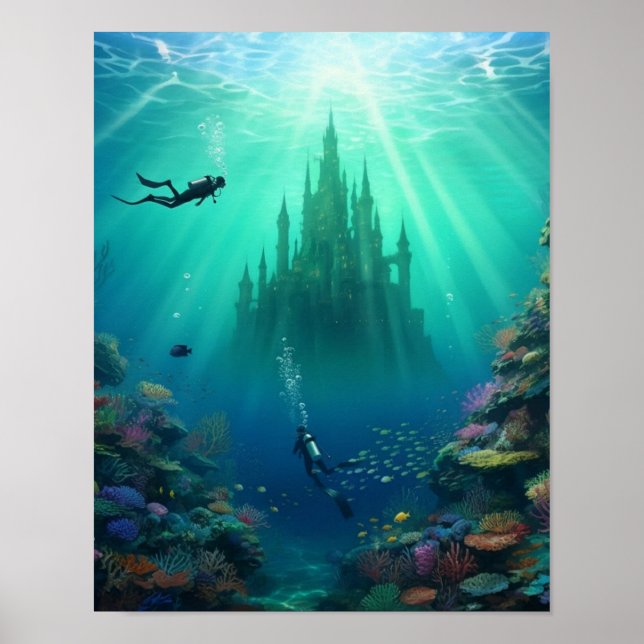 Dykare hittar ett övergivet slott poster (Framsidan)